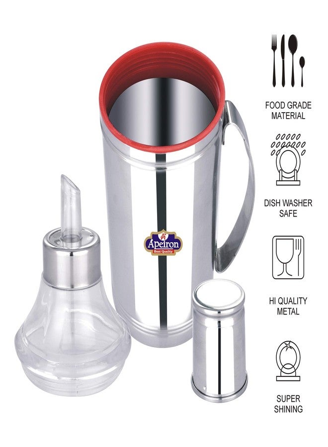 Apeiron Stainless Steel Fridge Bottle | 1000ml | Silver | Leak Proof (Bottle + 1000ml red Dispenser with handle) - Image 5